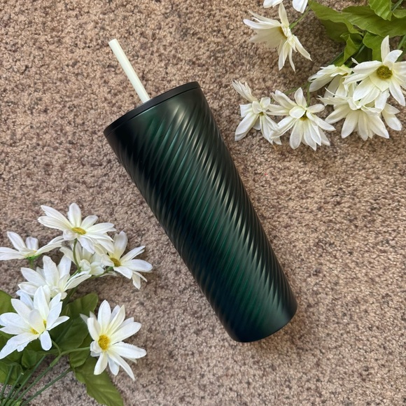 Starbucks Winter 2022 Holiday Green Forest Swirl SS Venti Cold Cup Tumbler NWT - Picture 2 of 5